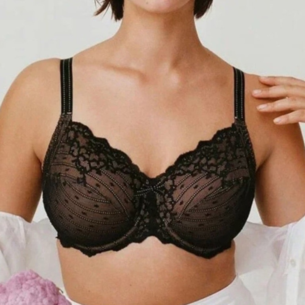 Chantelle Women's 38C Rive Gauche Lace Full Coverage Unlined Bra sexy laceblack